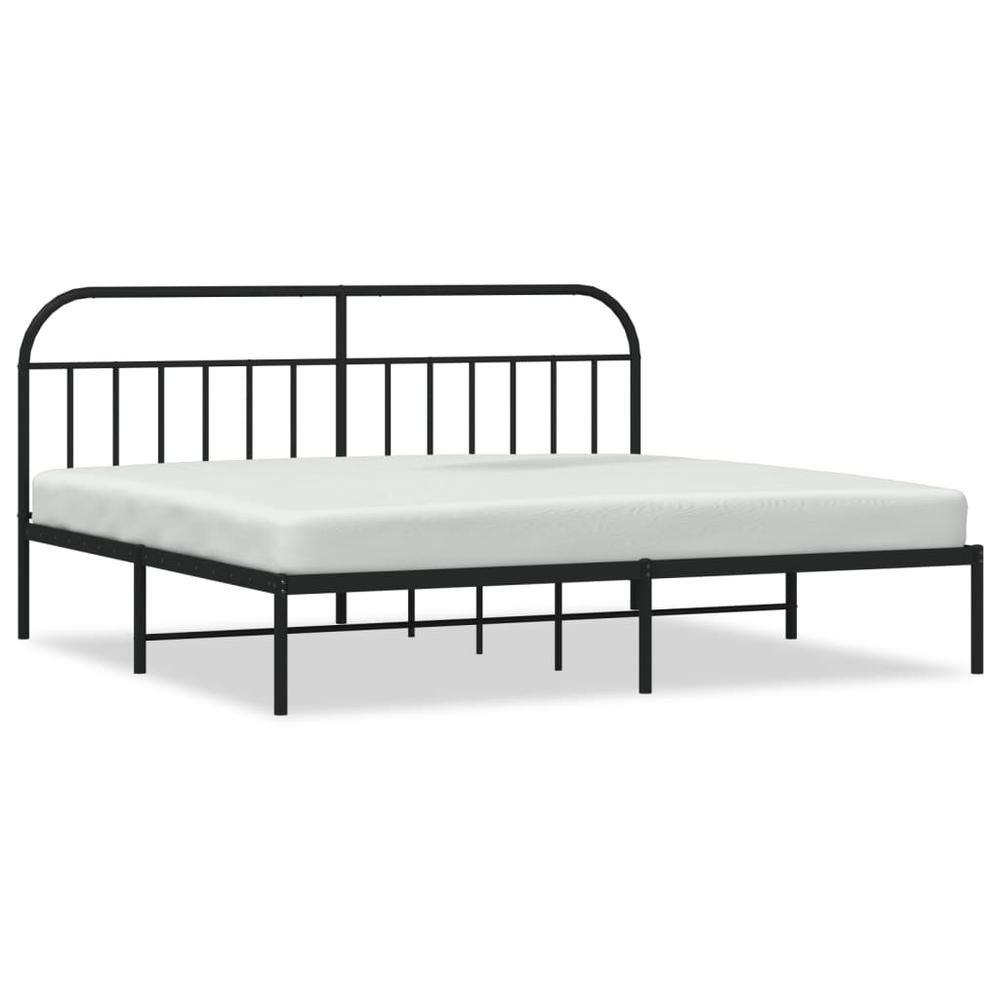 Metal Bed Frame with Headboard Black 76"x79.9" King. Picture 1