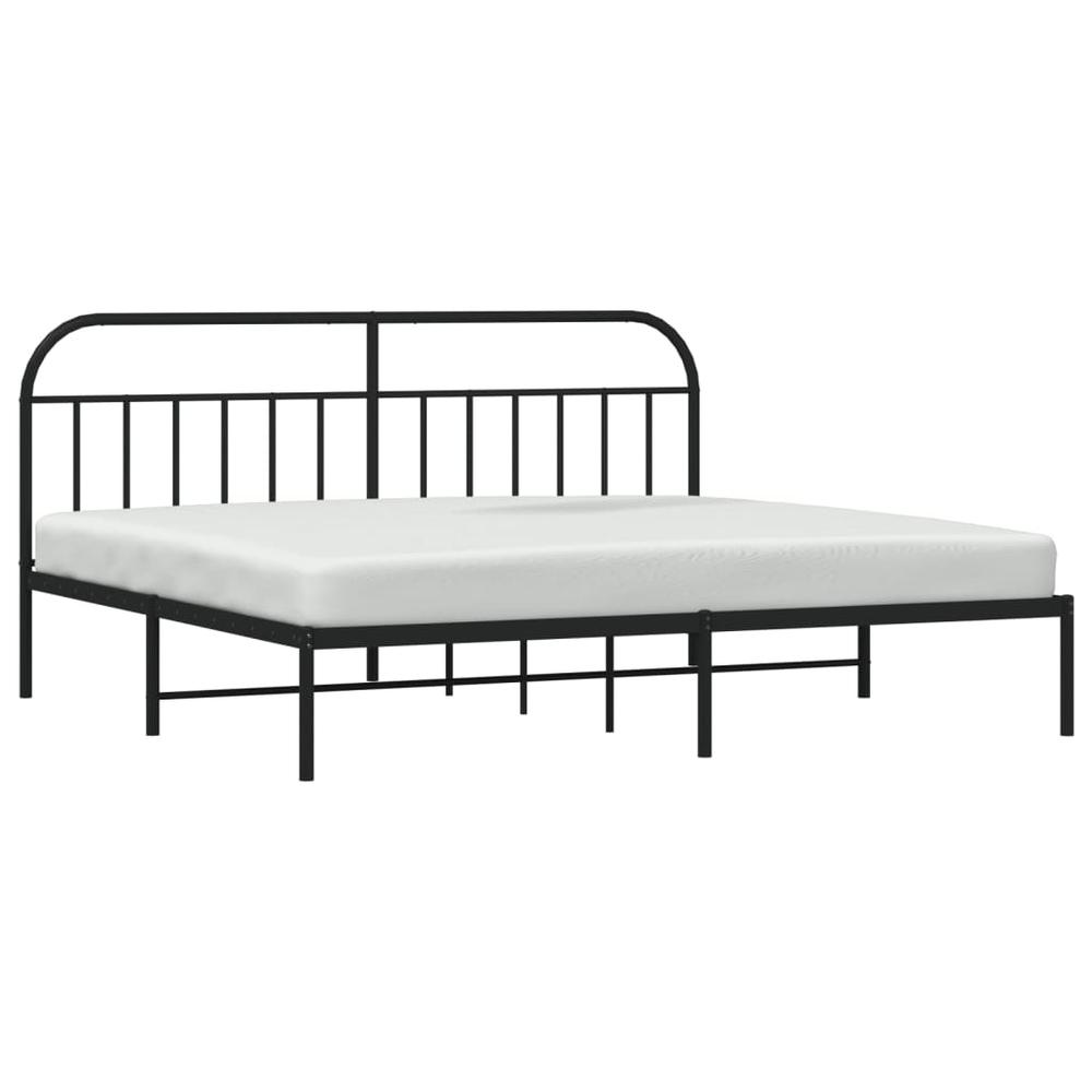 Metal Bed Frame with Headboard Black 76"x79.9" King. Picture 2