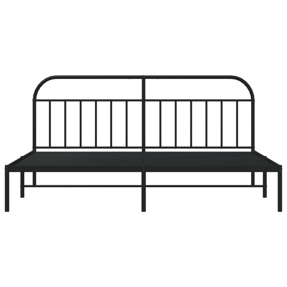 Metal Bed Frame with Headboard Black 76"x79.9" King. Picture 5
