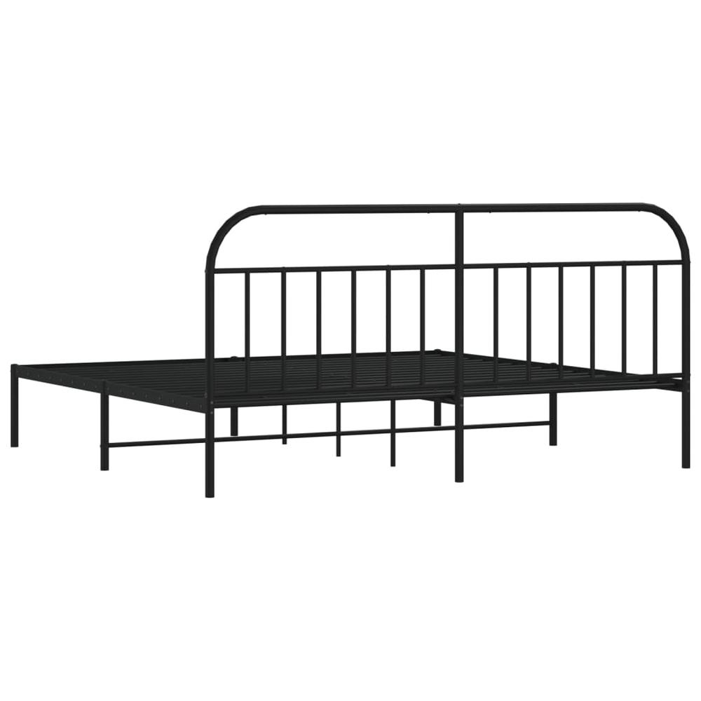 Metal Bed Frame with Headboard Black 76"x79.9" King. Picture 7