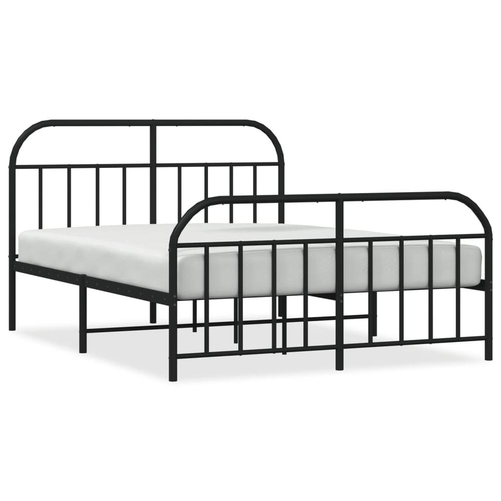 Metal Bed Frame with Headboard and Footboard Black 59.8"x78.7". Picture 1