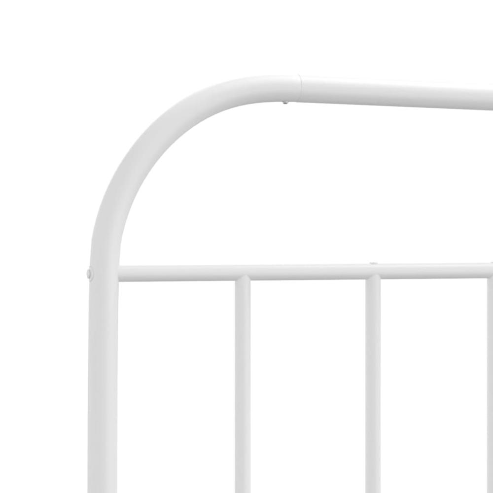Metal Bed Frame with Headboard White 39.4"x78.7". Picture 8