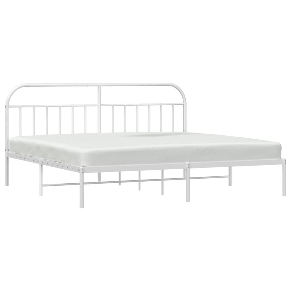 Metal Bed Frame with Headboard White 76"x79.9" King. Picture 3