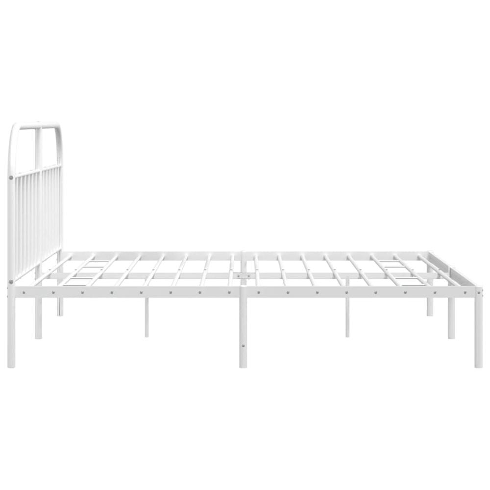 Metal Bed Frame with Headboard White 76"x79.9" King. Picture 6