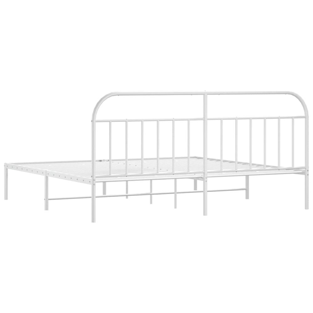 Metal Bed Frame with Headboard White 76"x79.9" King. Picture 7