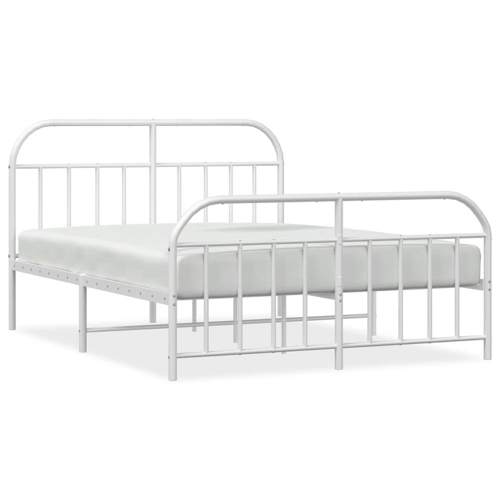 Metal Bed Frame with Headboard and Footboard White 59.8"x78.7". Picture 1