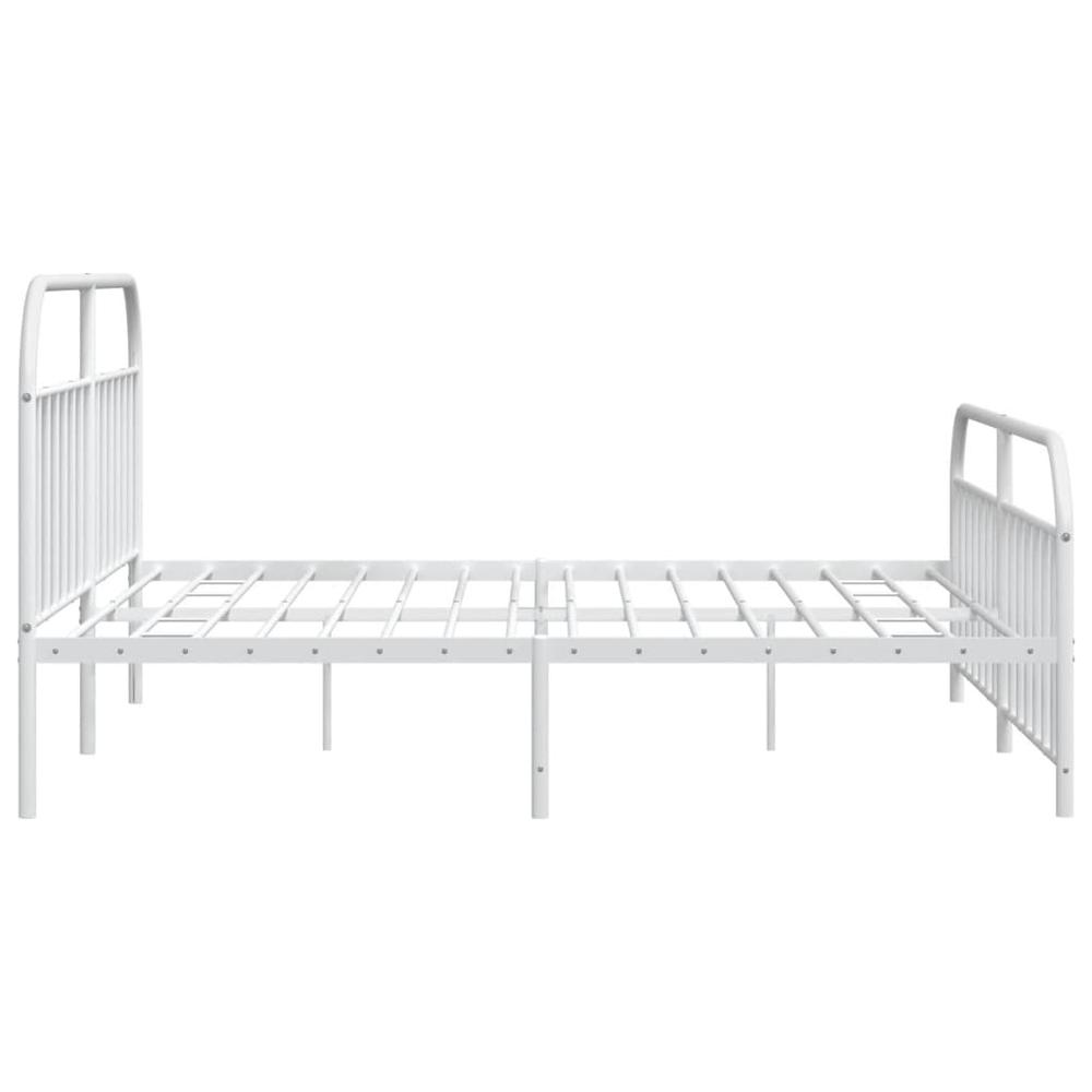 Metal Bed Frame with Headboard and Footboard White 76"x79.9" King. Picture 6
