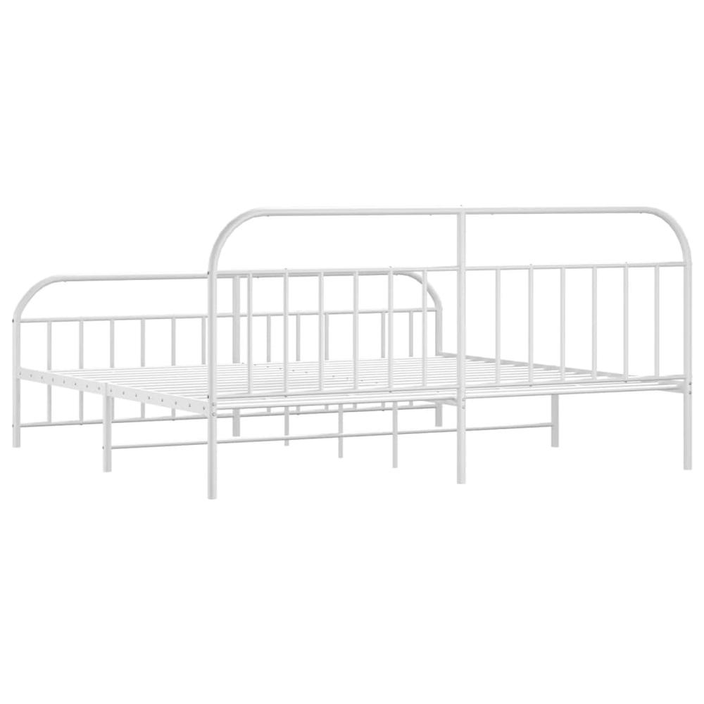 Metal Bed Frame with Headboard and Footboard White 76"x79.9" King. Picture 7