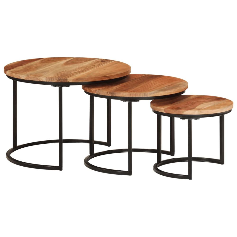 Nesting Tables 3 pcs Solid Wood Acacia. Picture 10