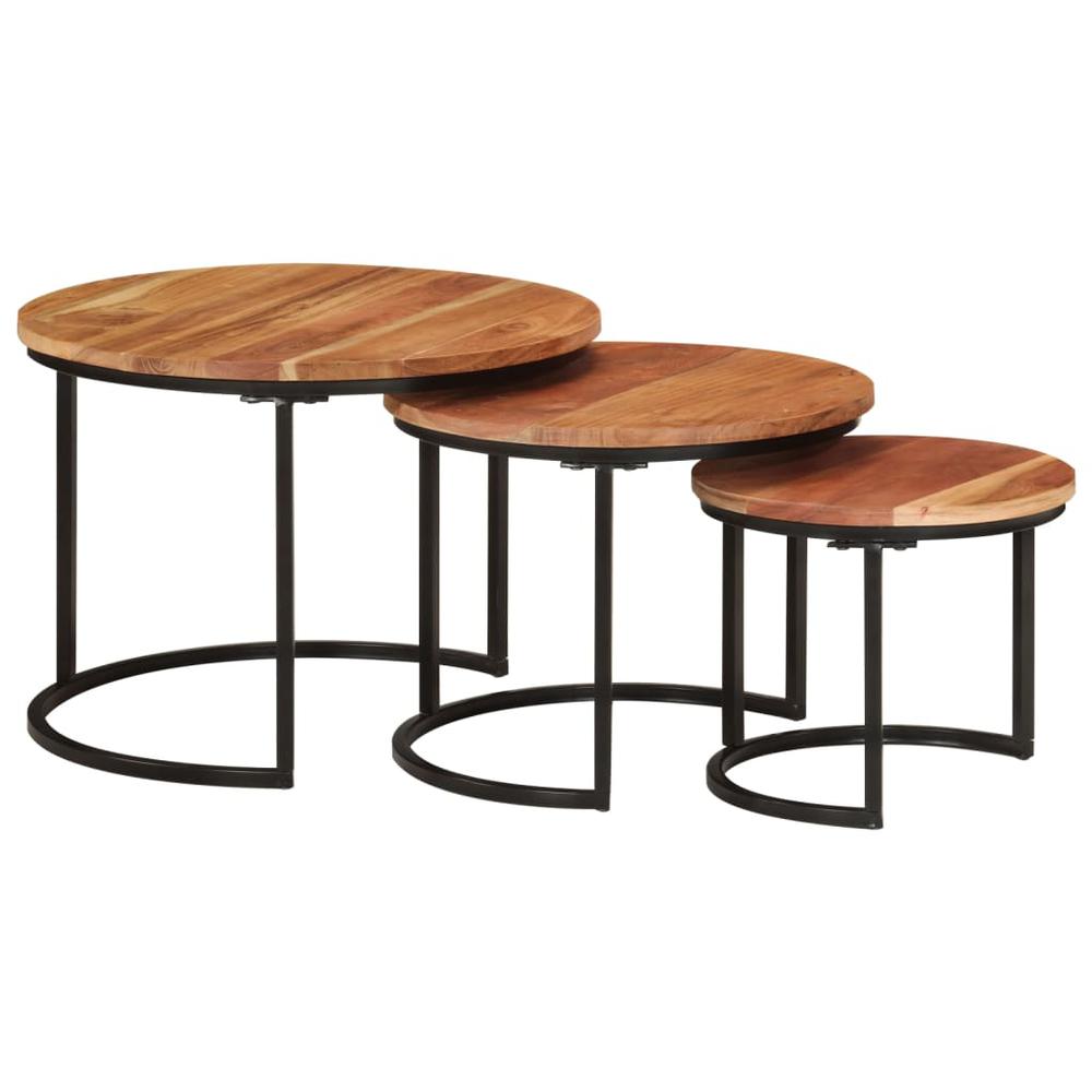 Nesting Tables 3 pcs Solid Wood Acacia. Picture 7