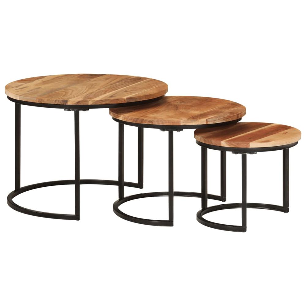 Nesting Tables 3 pcs Solid Wood Acacia. Picture 9