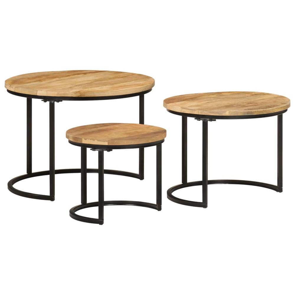 Nesting Tables 3 pcs Solid Rough Wood Mango. Picture 1
