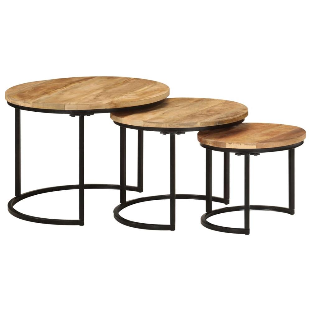 Nesting Tables 3 pcs Solid Rough Wood Mango. Picture 10