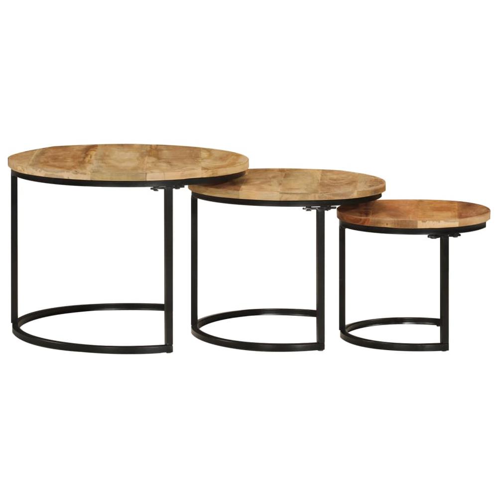 Nesting Tables 3 pcs Solid Rough Wood Mango. Picture 2