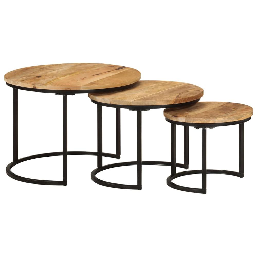 Nesting Tables 3 pcs Solid Rough Wood Mango. Picture 8