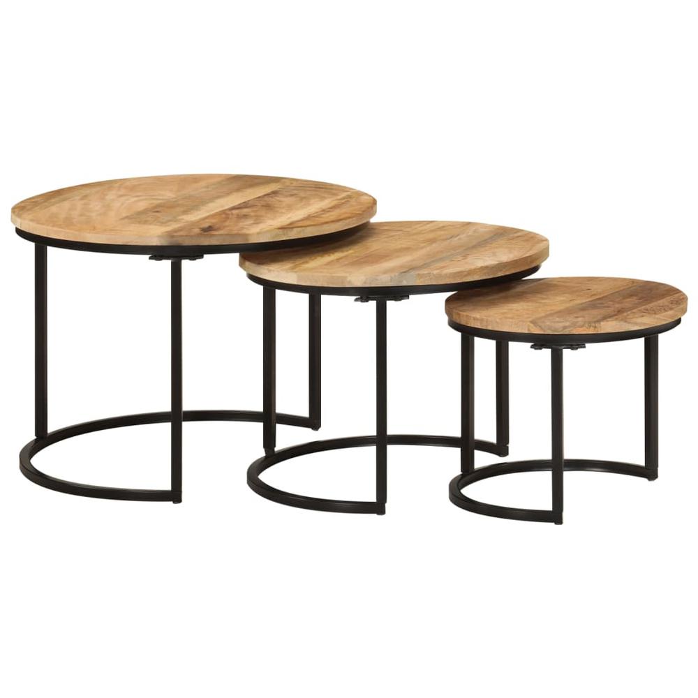Nesting Tables 3 pcs Solid Rough Wood Mango. Picture 9