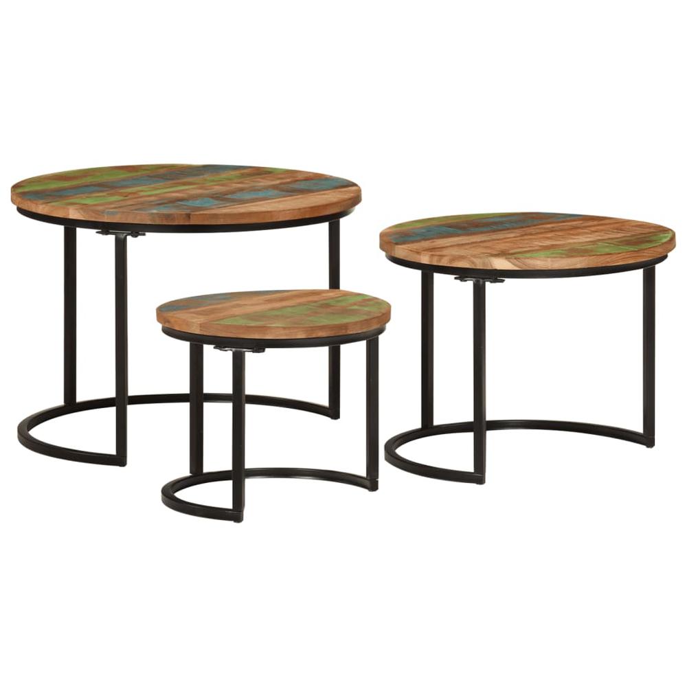 Nesting Tables 3 pcs Solid Wood Reclaimed. Picture 1