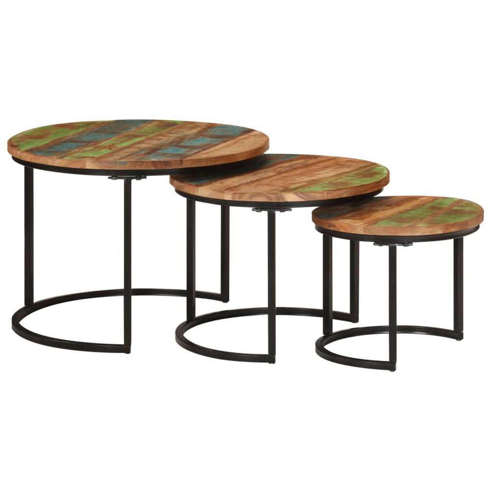Nesting Tables 3 pcs Solid Wood Reclaimed. Picture 10