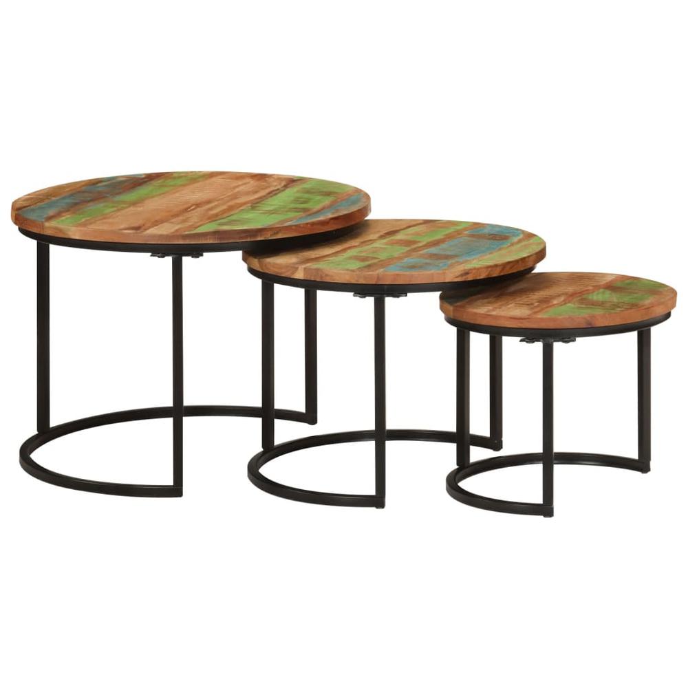 Nesting Tables 3 pcs Solid Wood Reclaimed. Picture 7