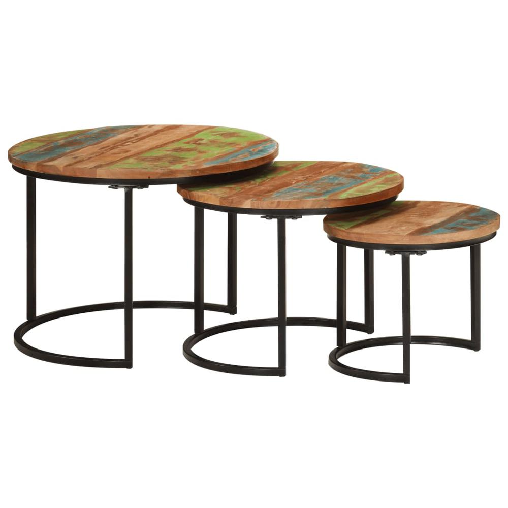 Nesting Tables 3 pcs Solid Wood Reclaimed. Picture 8
