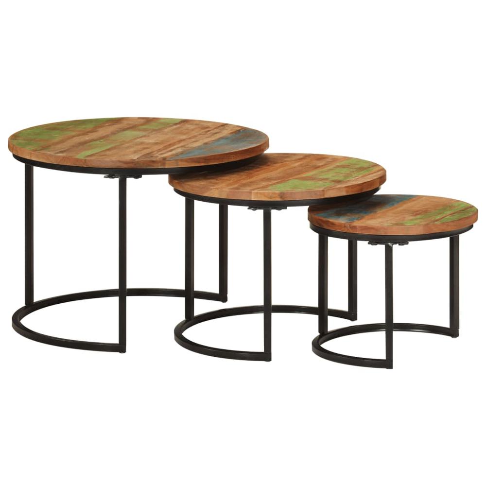 Nesting Tables 3 pcs Solid Wood Reclaimed. Picture 9