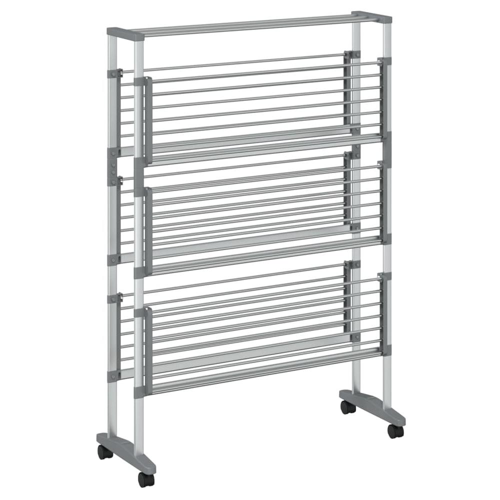 Laundry Drying Rack with Wheels 35"x25.2"x50.8" Aluminum. Picture 2