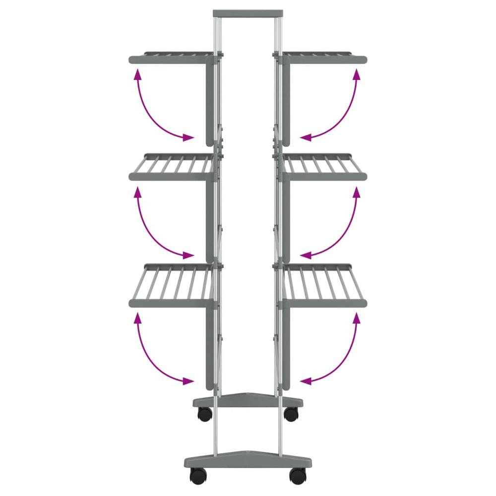 Laundry Drying Rack with Wheels 35"x25.2"x50.8" Aluminum. Picture 5