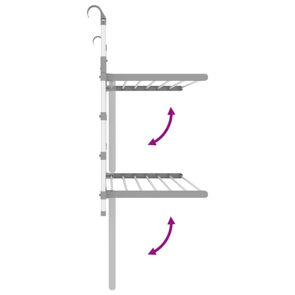 Drying Rack for Balcony 35"x9.8"x(23.6"-37.4") Aluminum. Picture 4