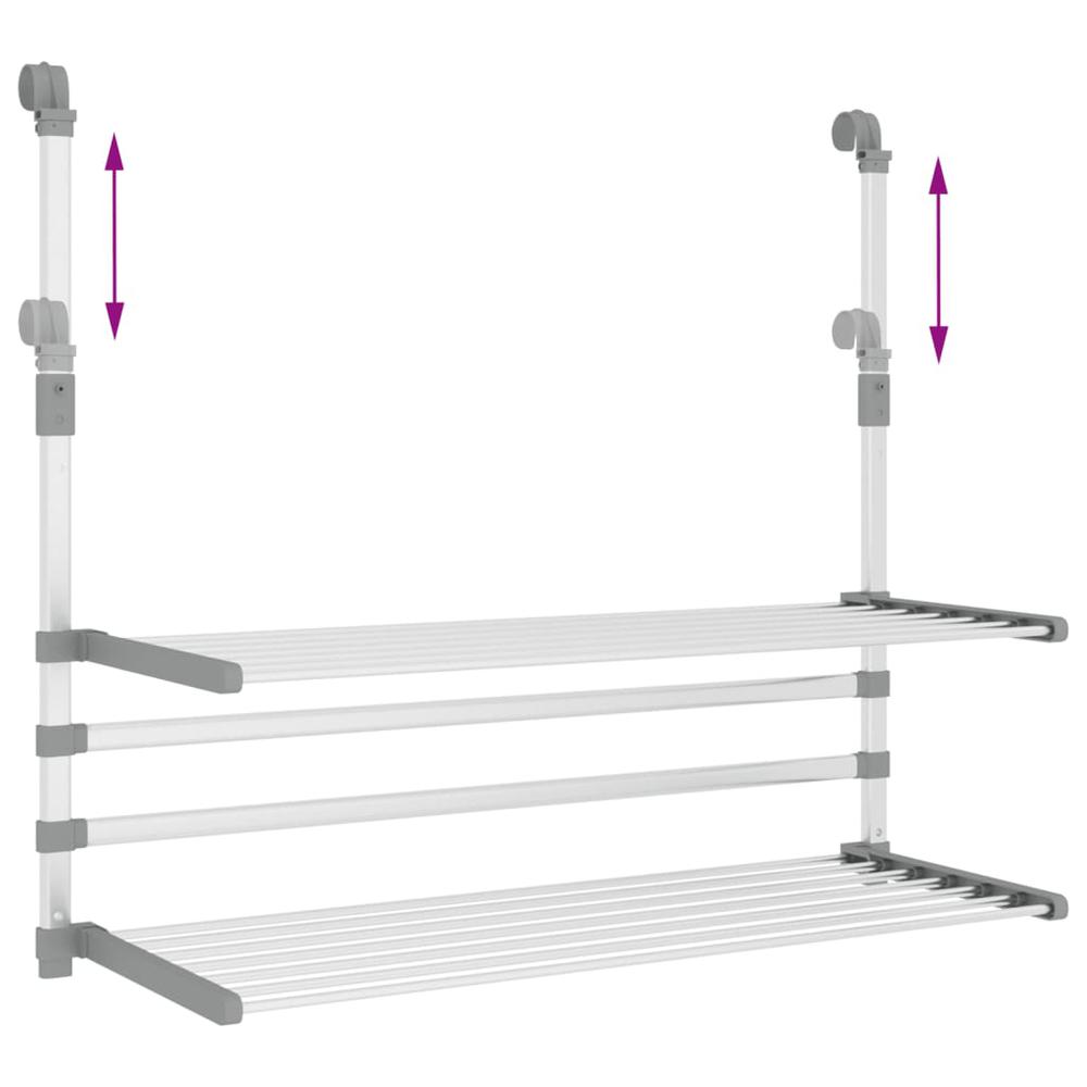 Drying Rack for Balcony 35"x9.8"x(23.6"-37.4") Aluminum. Picture 6