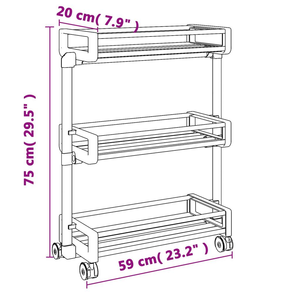 Storage Trolley 23.2"x7.9"x29.5" Aluminum. Picture 5