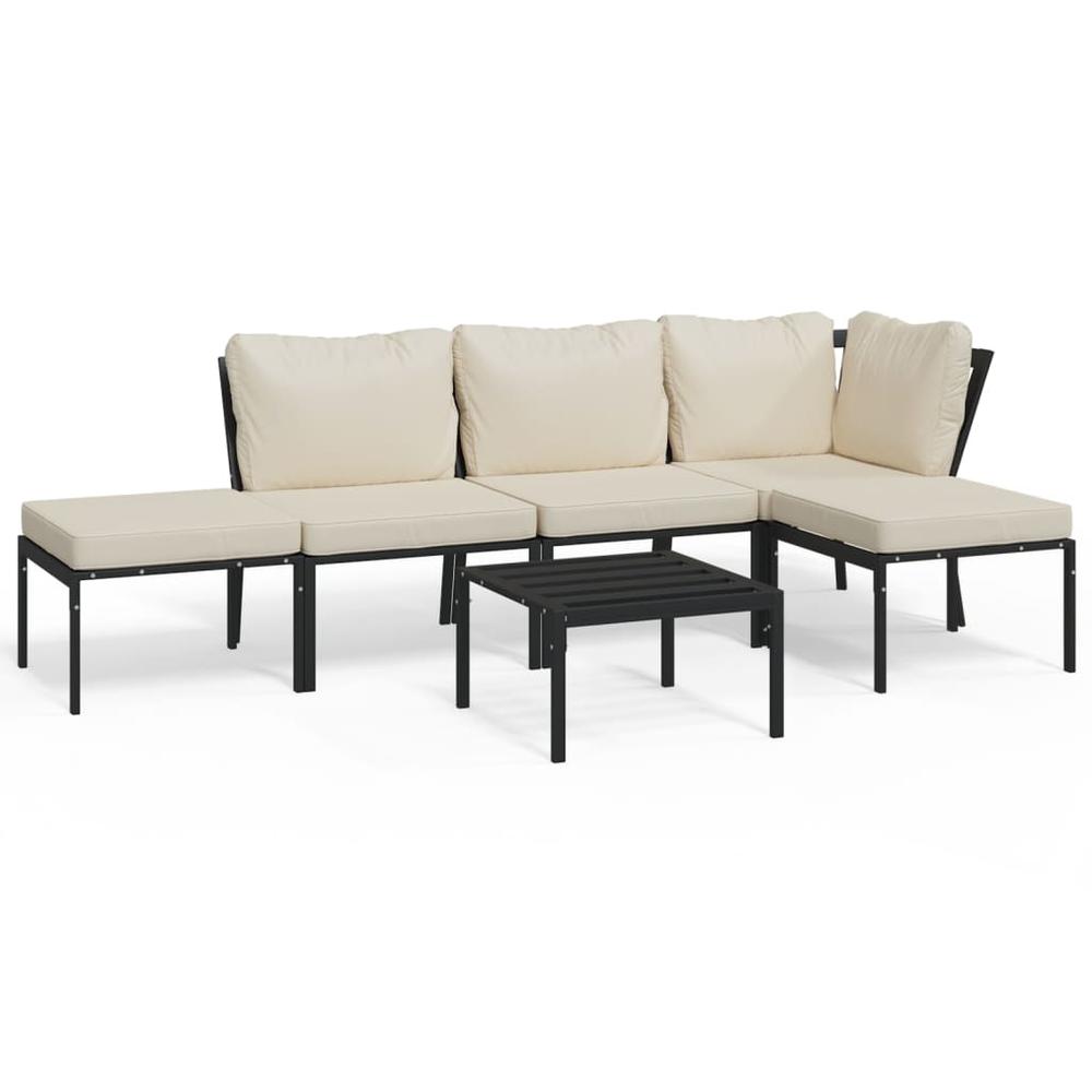 6 Piece Patio Lounge Set with Sand Cushions Steel. Picture 1