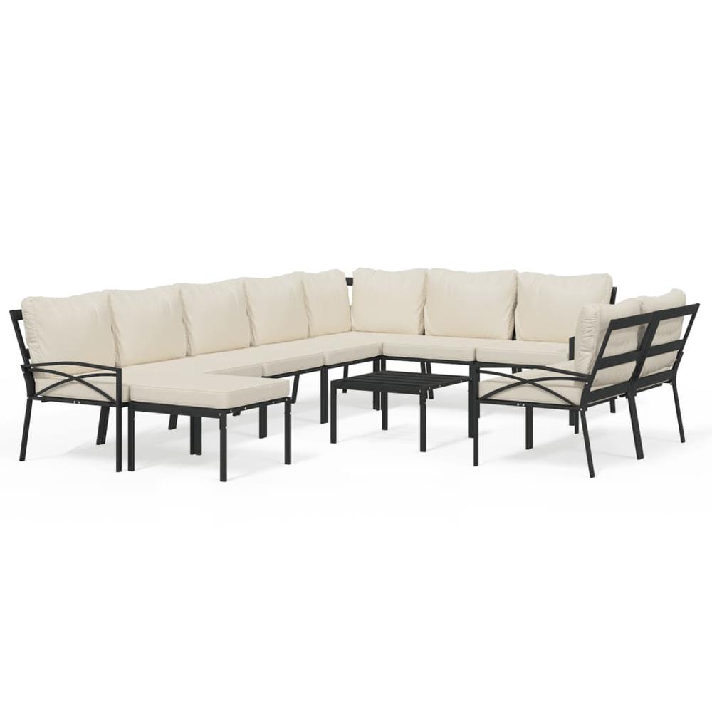 11 Piece Patio Lounge Set with Sand Cushions Steel. Picture 1