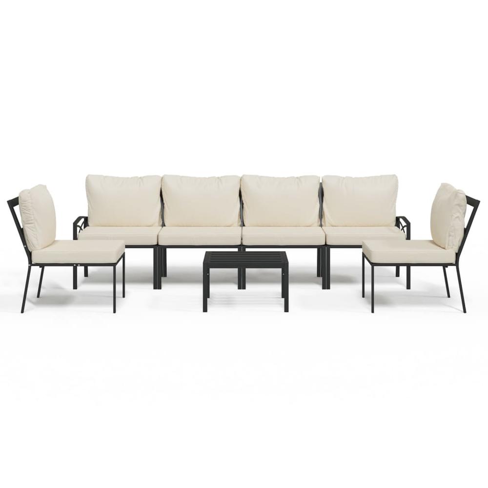 7 Piece Patio Lounge Set with Sand Cushions Steel. Picture 1