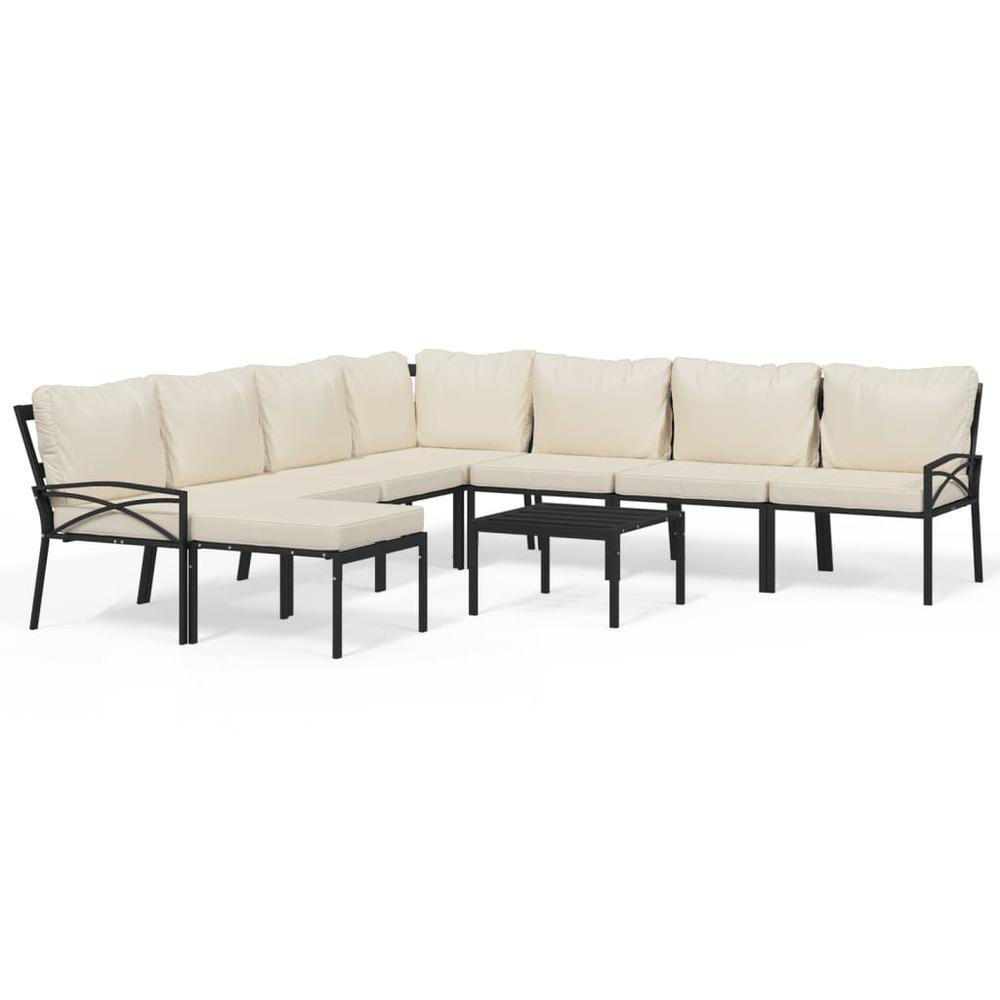 9 Piece Patio Lounge Set with Sand Cushions Steel. Picture 1