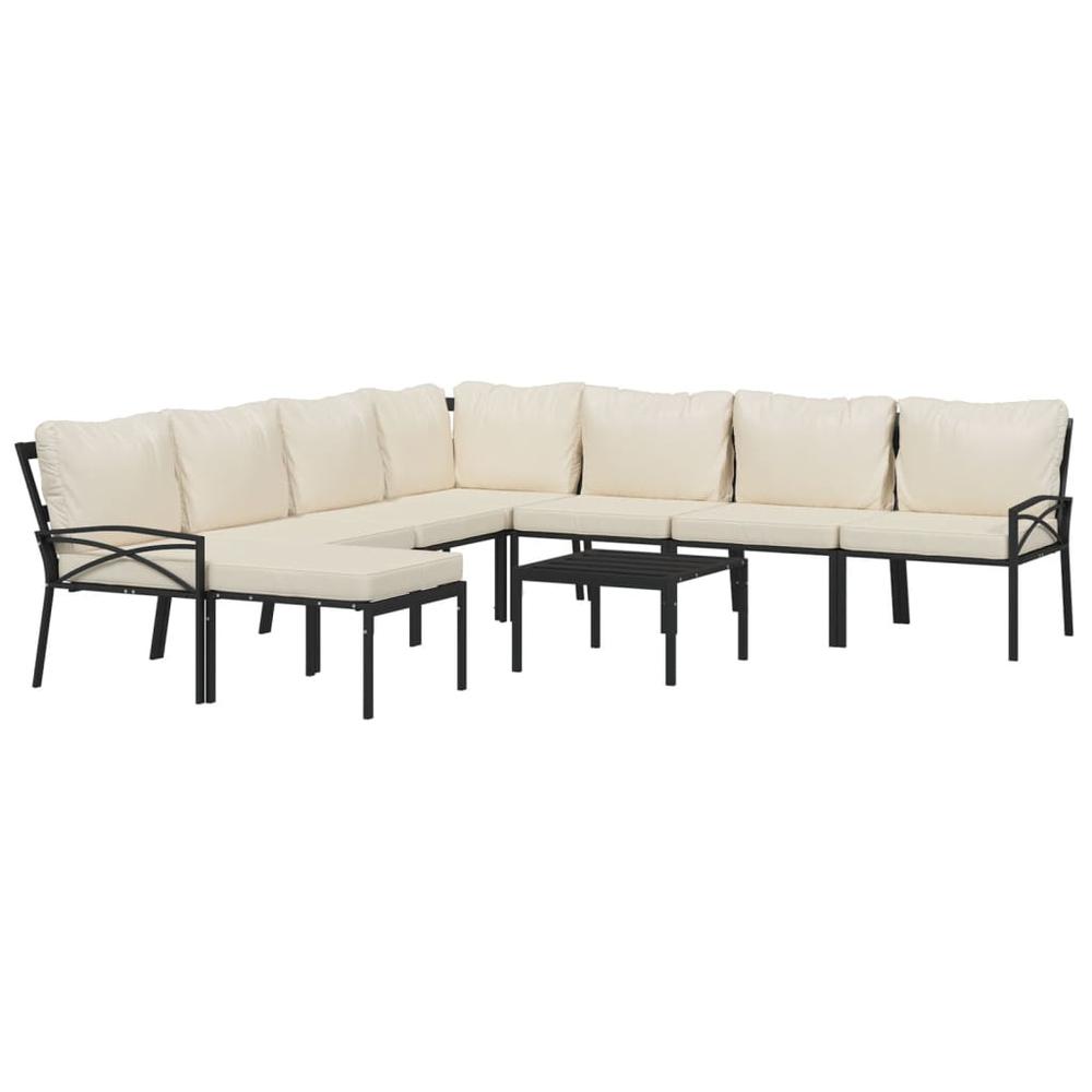 9 Piece Patio Lounge Set with Sand Cushions Steel. Picture 2