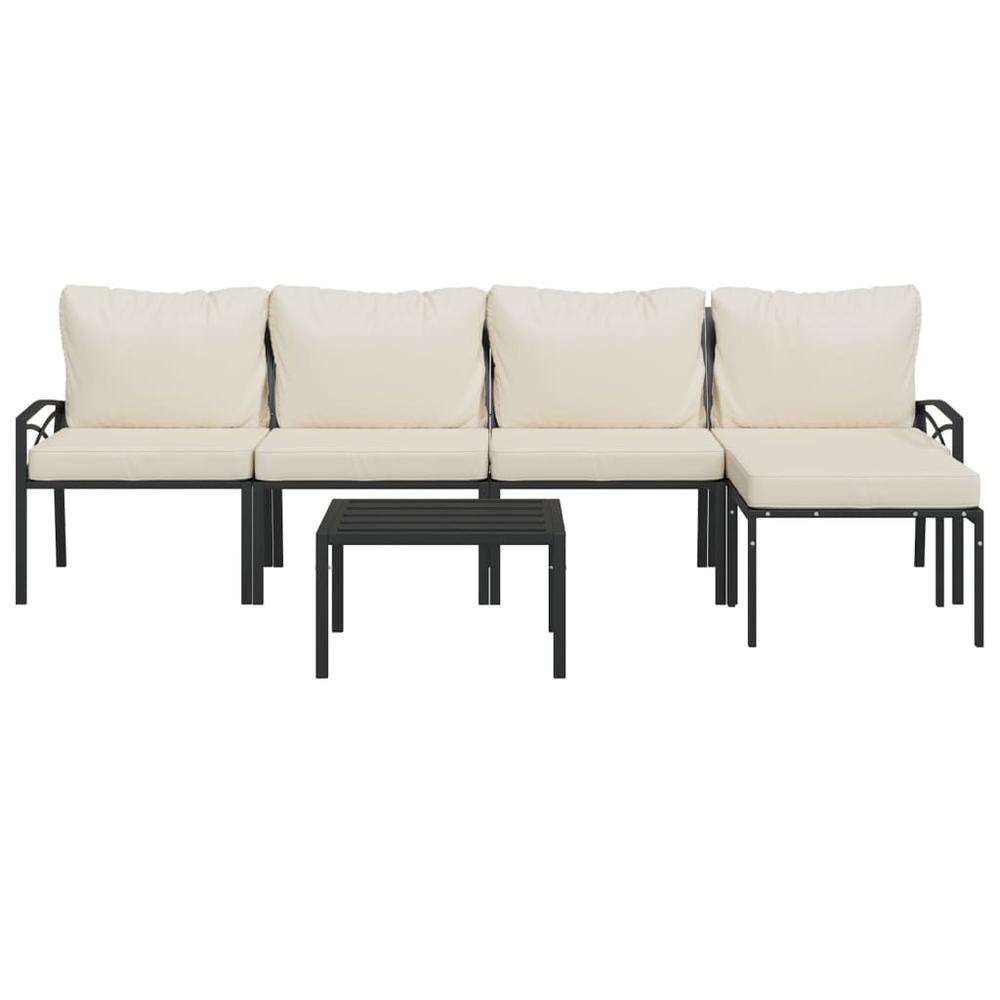 6 Piece Patio Lounge Set with Sand Cushions Steel. Picture 2
