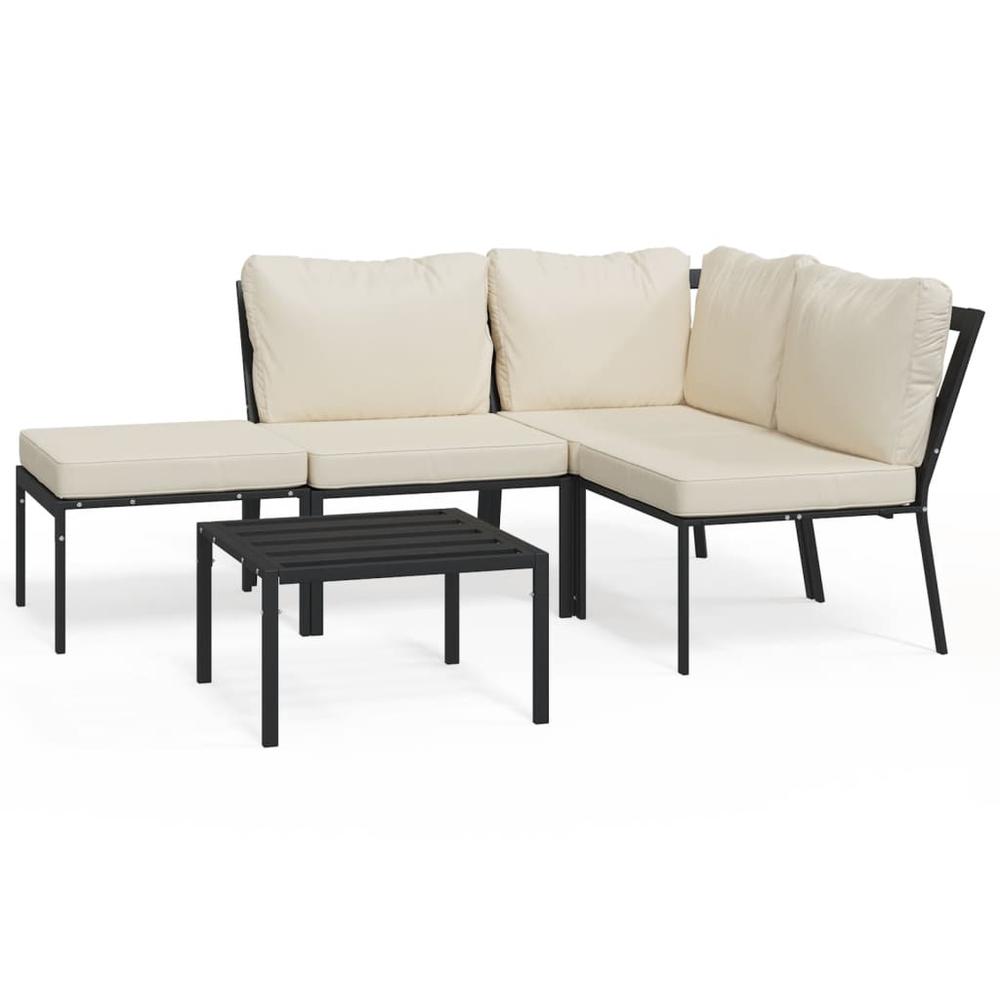5 Piece Patio Lounge Set with Sand Cushions Steel. Picture 1