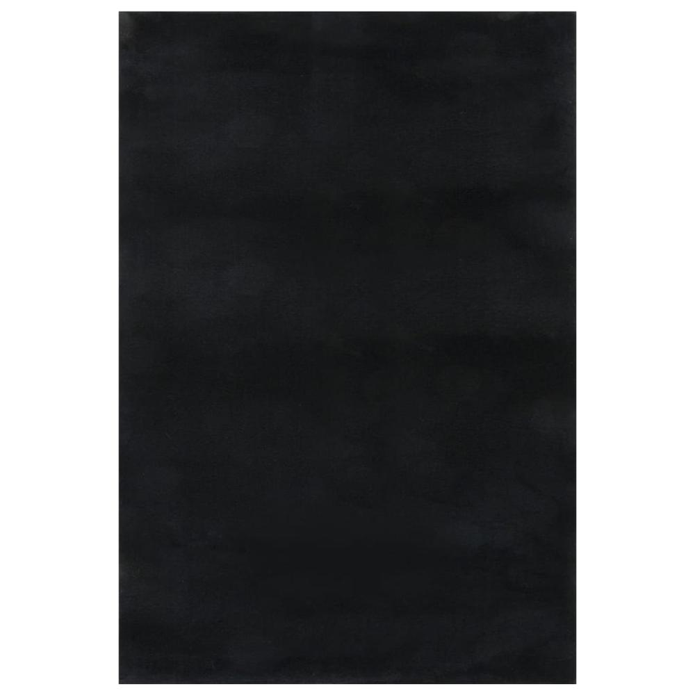 Washable Rug Soft Shaggy Black 63"x90.6" Anti Slip. Picture 1