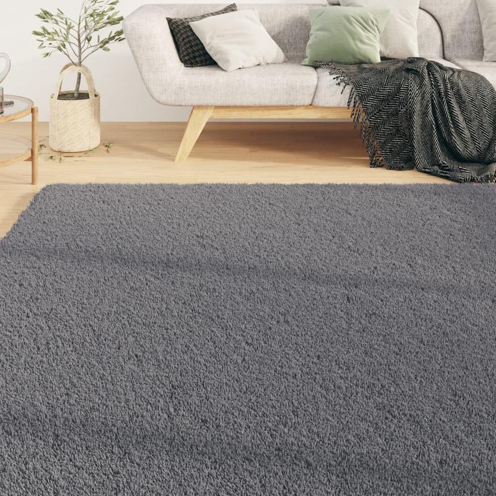 Washable Rug Soft Shaggy Anthracite 63"x90.6" Anti Slip. Picture 2
