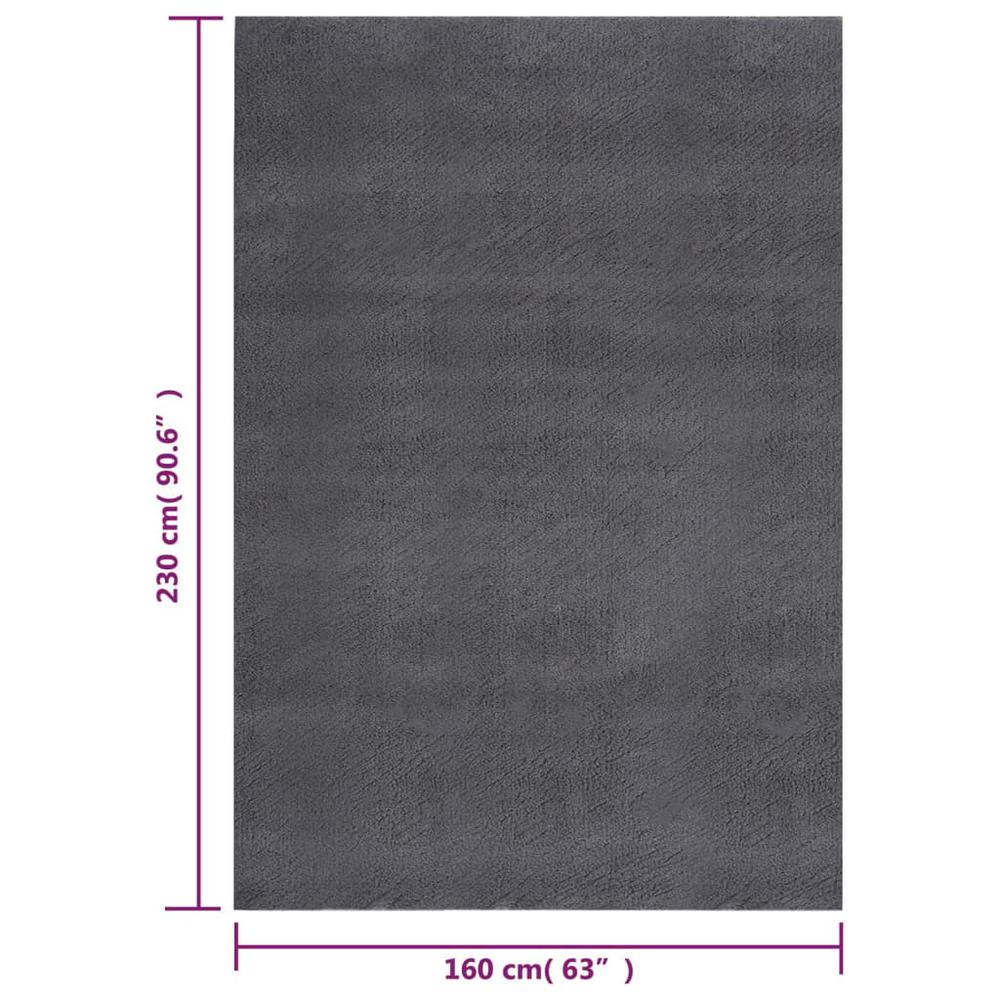 Washable Rug Soft Shaggy Anthracite 63"x90.6" Anti Slip. Picture 9