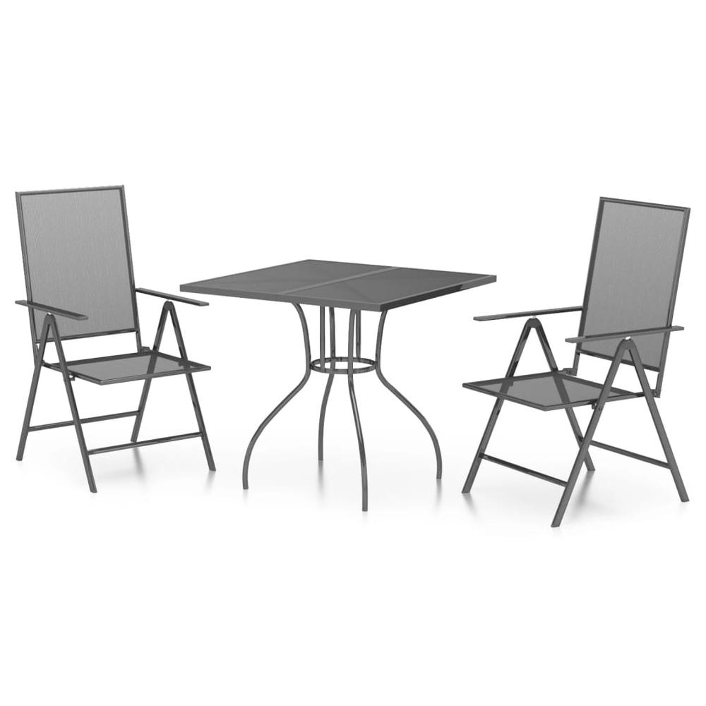 3 Piece Patio Dining Set Anthracite Steel. Picture 1
