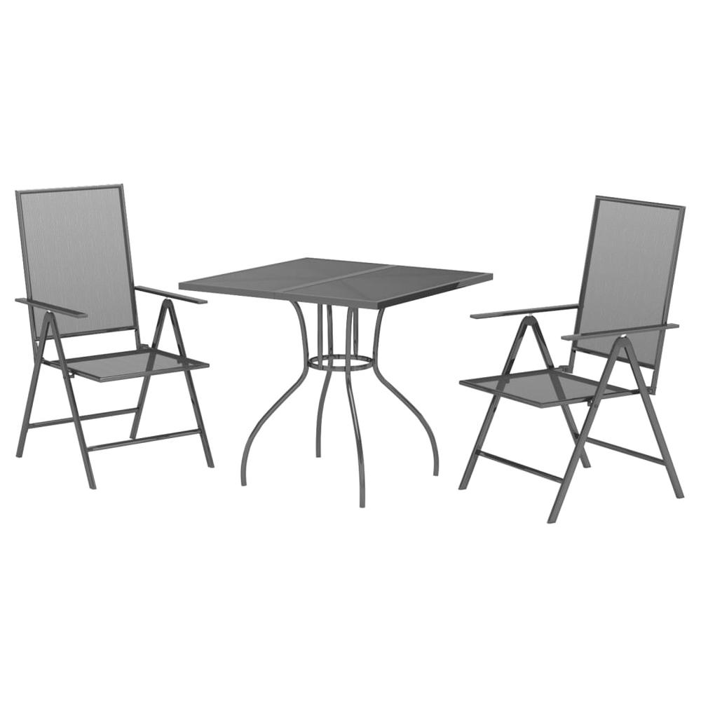 3 Piece Patio Dining Set Anthracite Steel. Picture 2