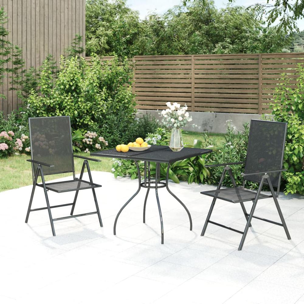 3 Piece Patio Dining Set Anthracite Steel. Picture 11