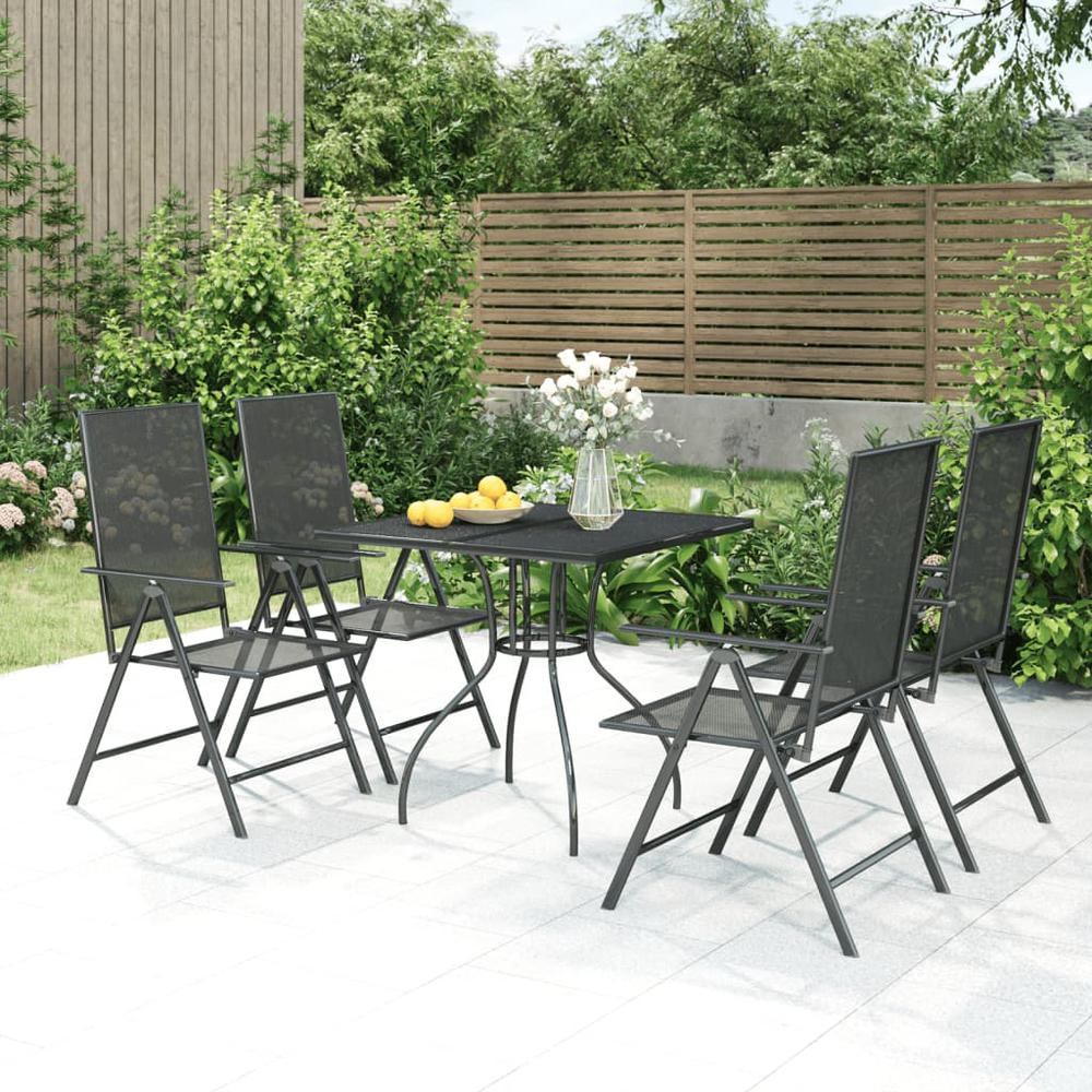 5 Piece Patio Dining Set Anthracite Steel. Picture 11