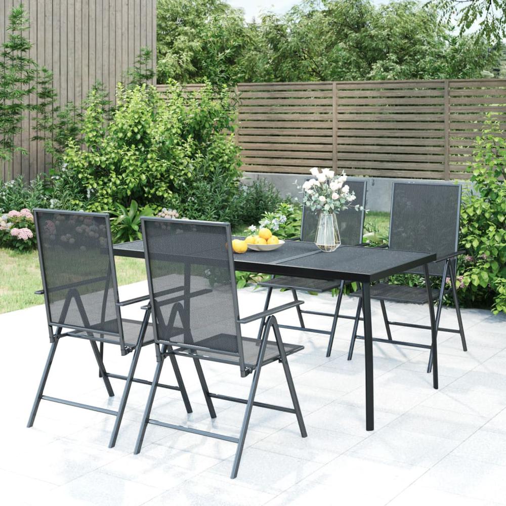 5 Piece Patio Dining Set Anthracite Steel. Picture 11