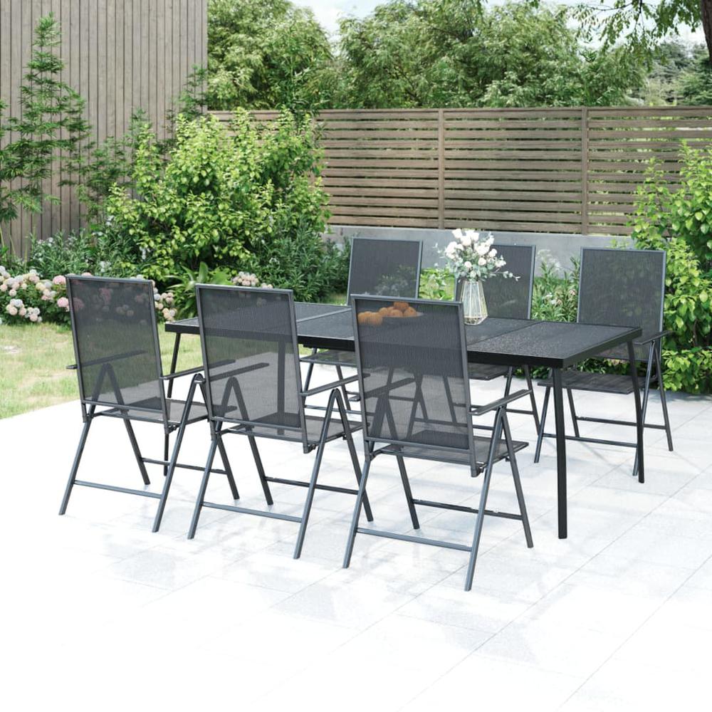 7 Piece Patio Dining Set Anthracite Steel. Picture 11