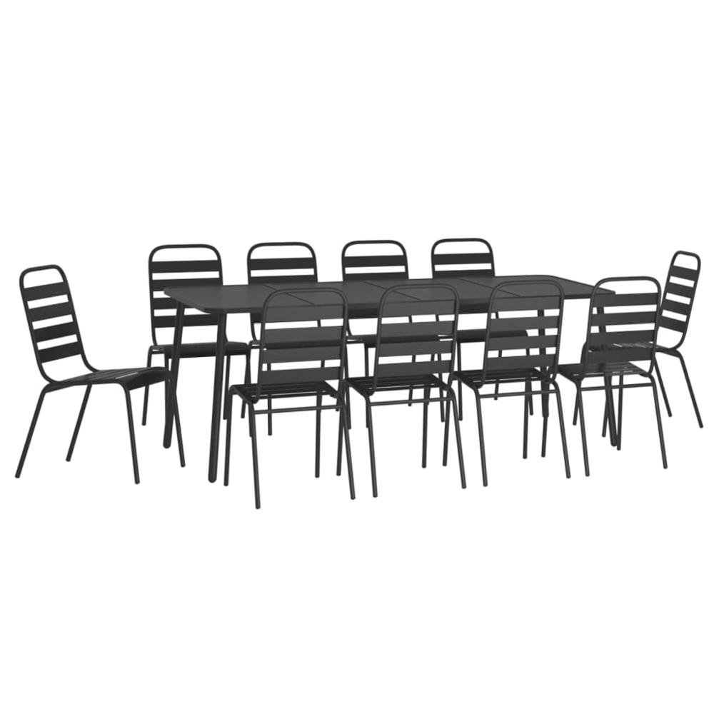 11 Piece Patio Dining Set Anthracite Steel. Picture 2