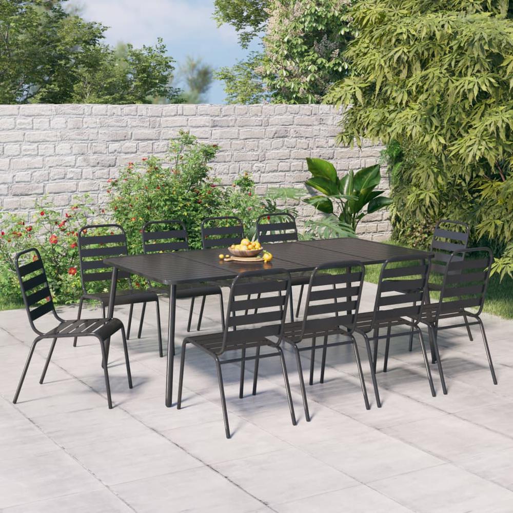 11 Piece Patio Dining Set Anthracite Steel. Picture 11