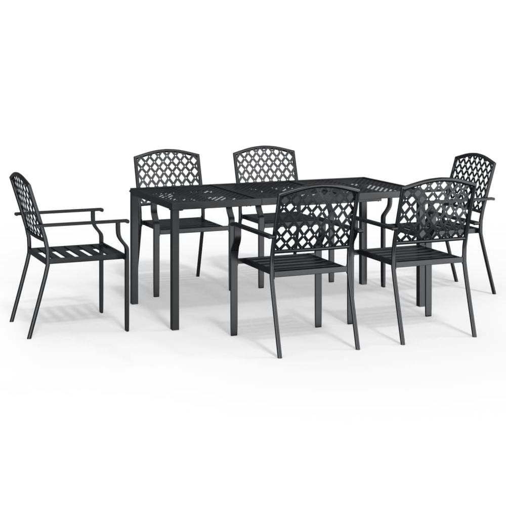 7 Piece Patio Dining Set Anthracite Steel. Picture 1