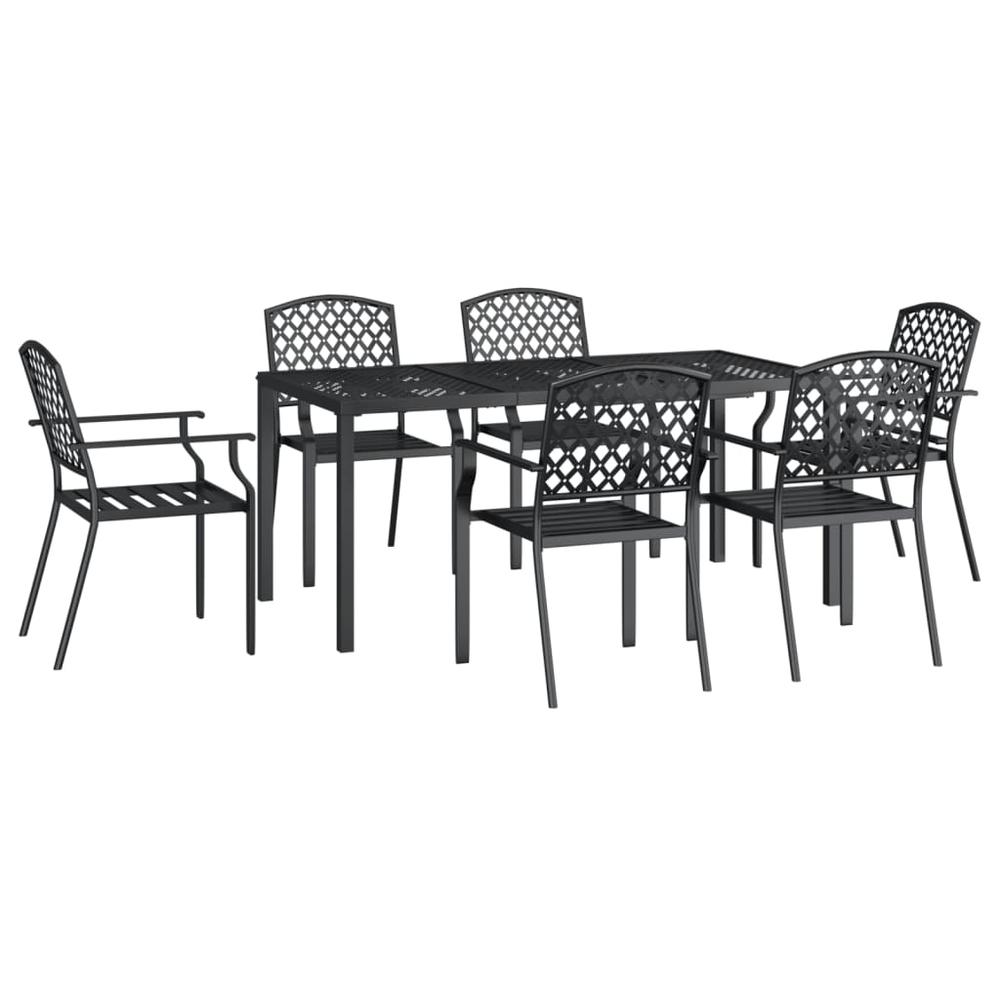 7 Piece Patio Dining Set Anthracite Steel. Picture 2